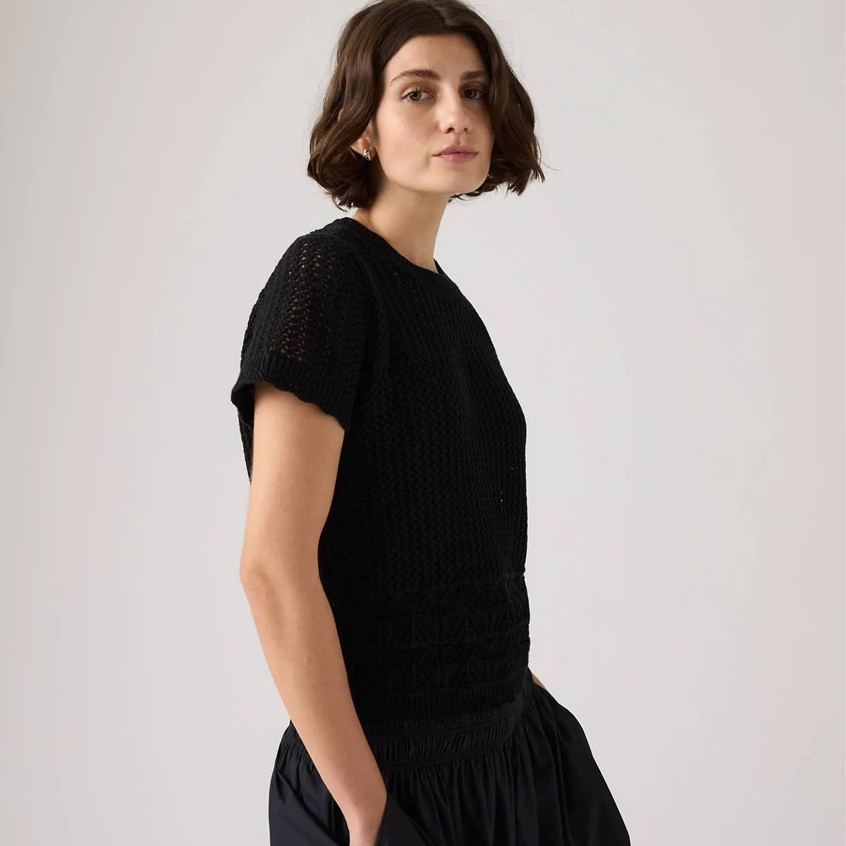 Вязаный крючком свитер с короткими рукавами «Изабель» Levi's, Anthracite Night - Black — фото 2