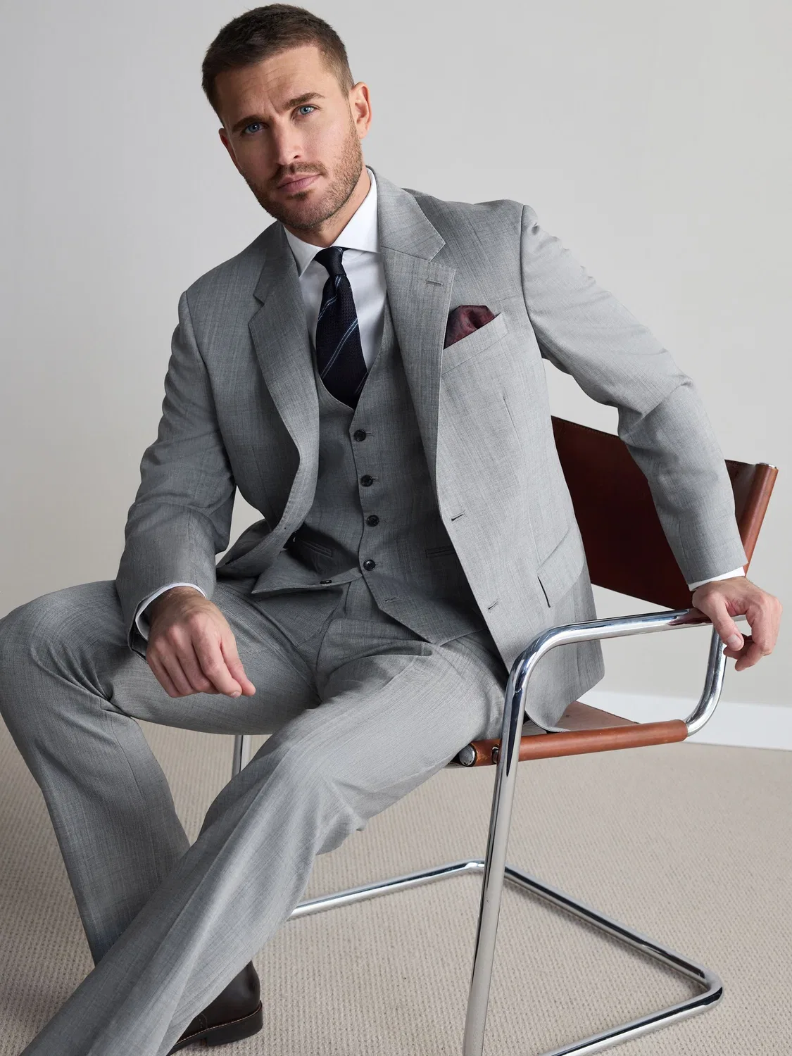 Пиджак Regular Fit Signature, итальянская шерсть Next, серый