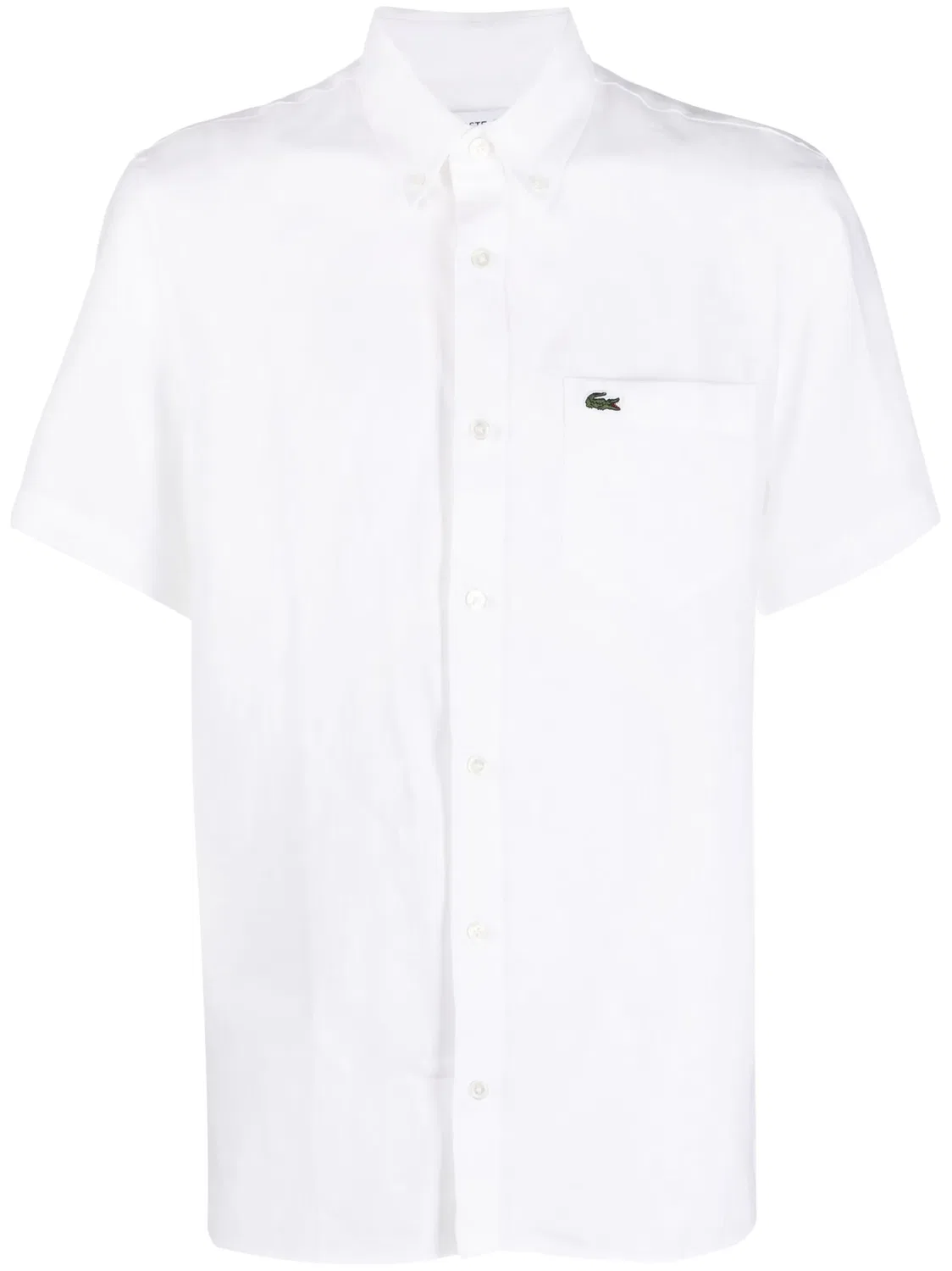 Льняная рубашка с вышитым логотипом Lacoste, белый