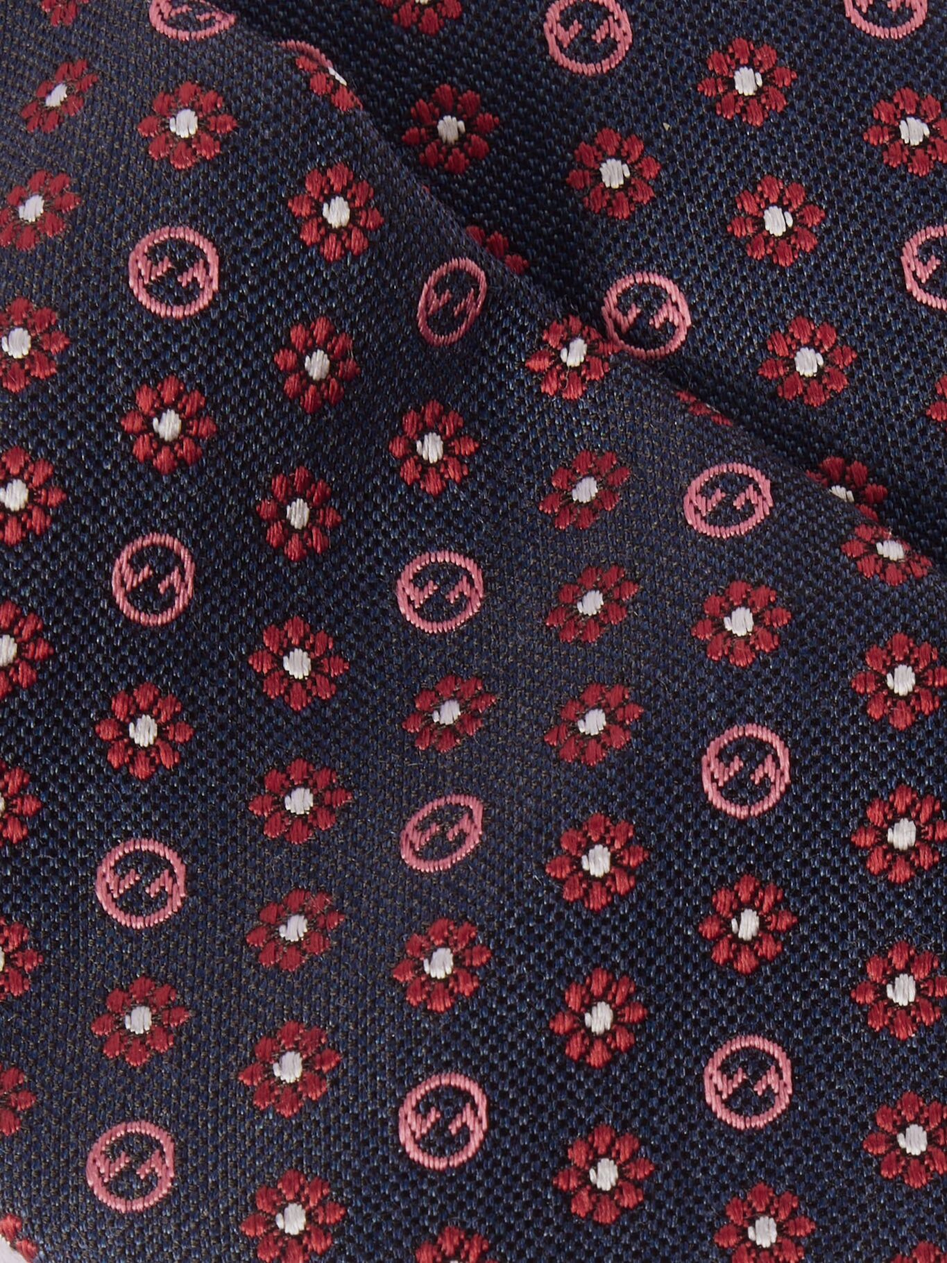 

Галстук из жаккарда с добавлением шелка и шерсти шириной 7 см GUCCI, темно-синий