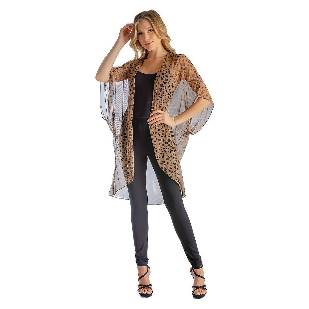

Женский кардиган круглой формы с прозрачным животным принтом 24Seven Comfort Apparel, цвет Brown Multi