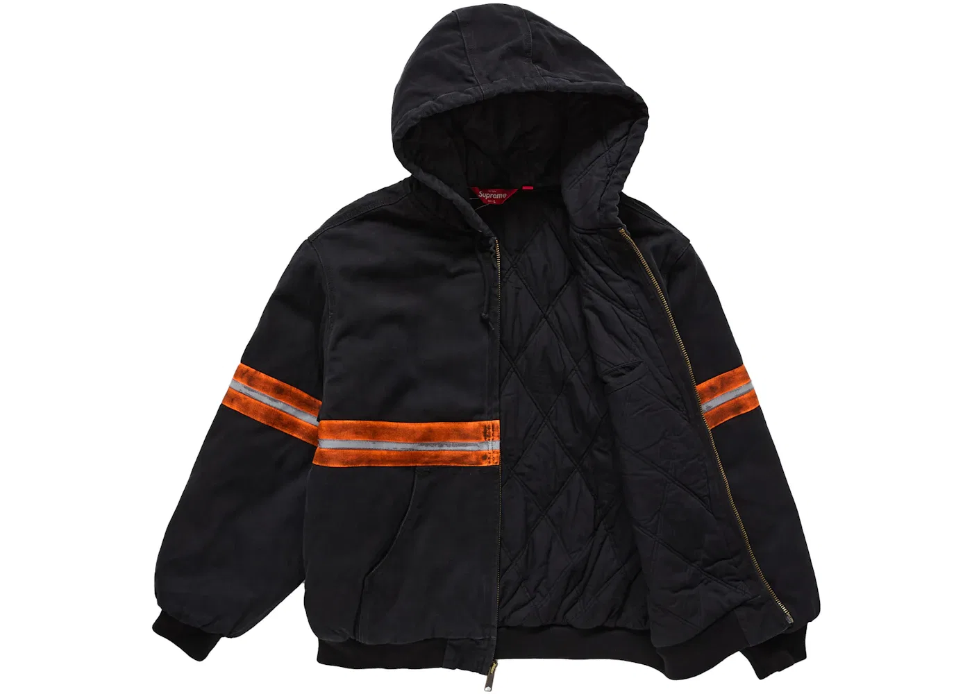 Мужская куртка с капюшоном и светоотражающей полосой Supreme Reflective Stripe Hooded Work Jacket, Black — фото 2