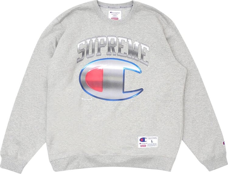 

Толстовка Supreme x Champion Chrome Crewneck 'Heather Grey', серый