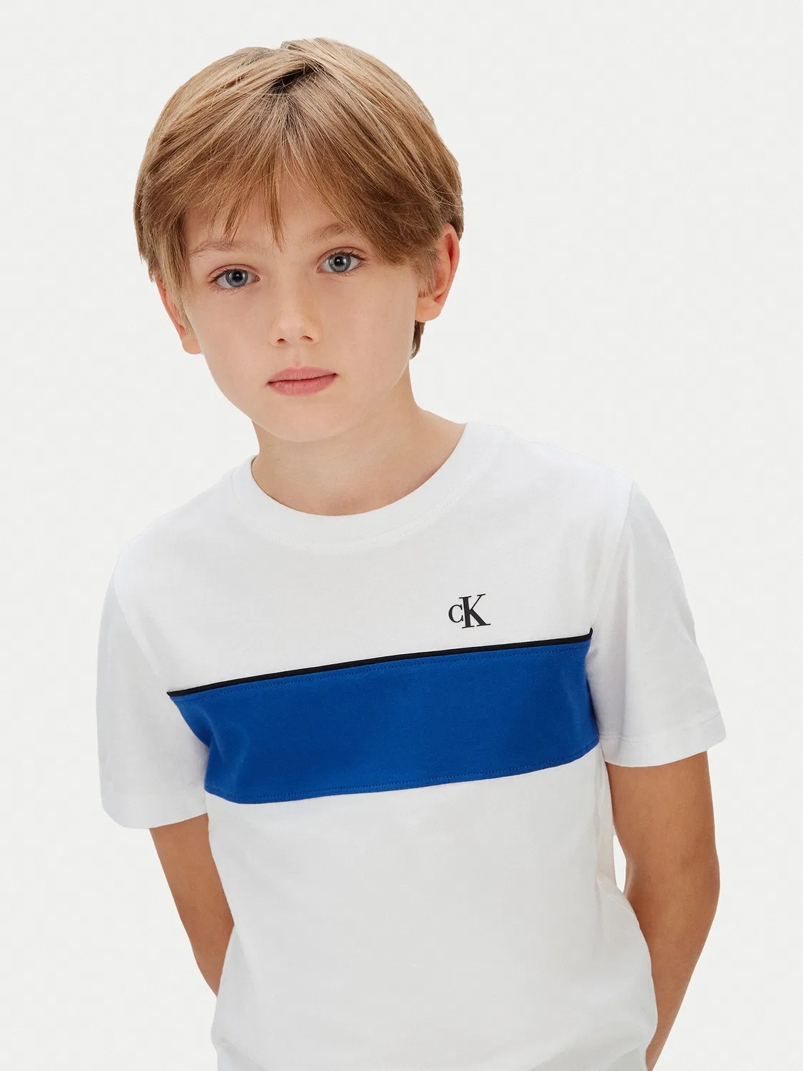 Футболка стандартного кроя для мальчика Panel Colorblock Calvin Klein Jeans, белый — фото 4
