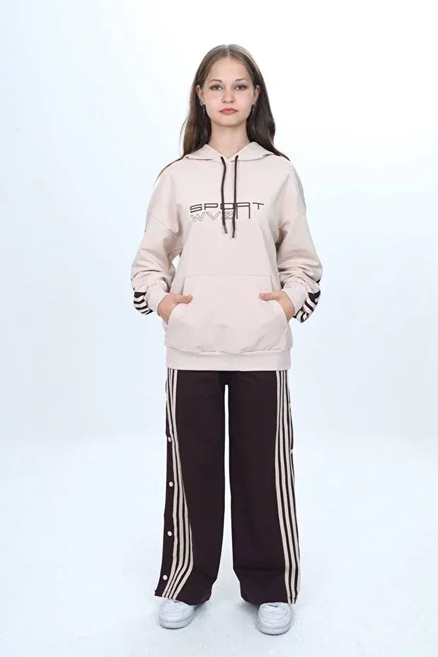 Детский спортивный комплект из футера с принтом Jannock, Beige — фото 3