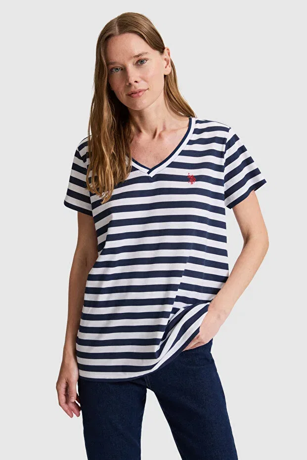 Женская футболка с длинным подолом U.S. Polo Assn., Navy Blue — фото 3