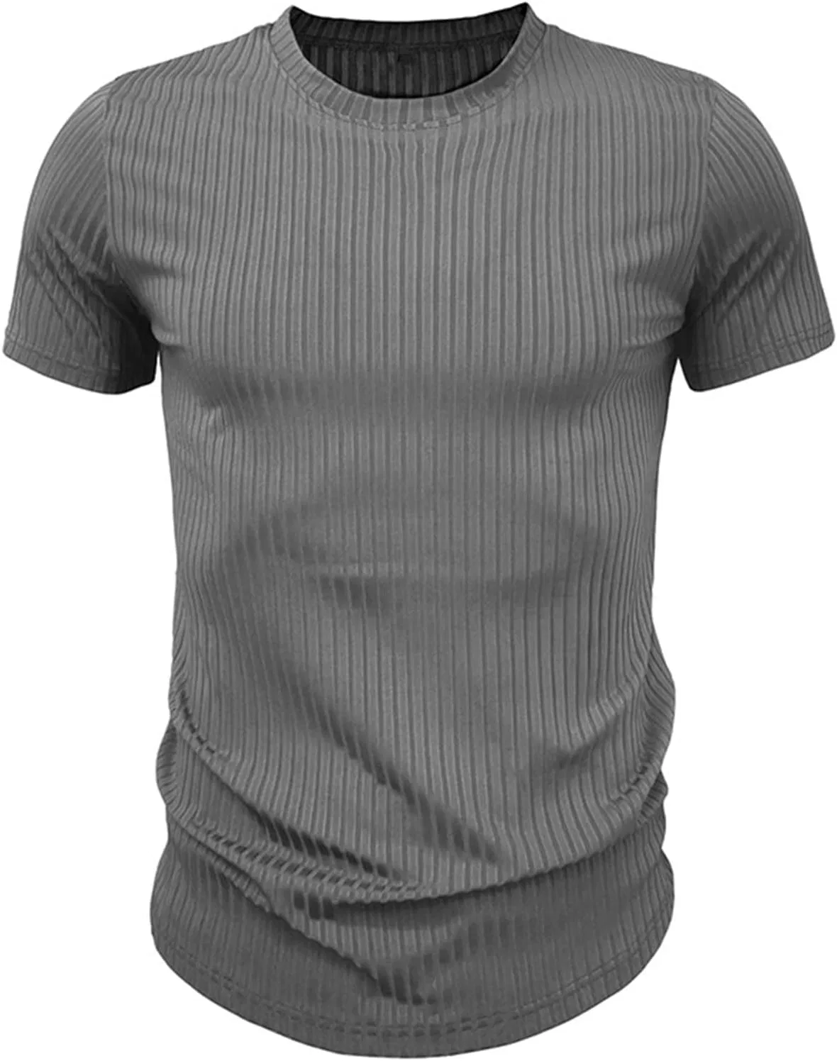 Мужская облегающая футболка с ребристой вязкой, Short Sleeve, Gray