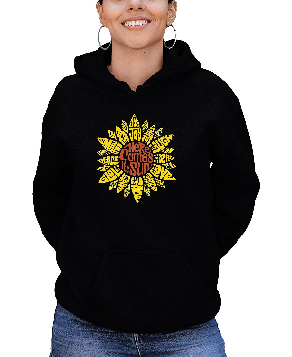 

Женская толстовка с капюшоном sunflower word art LA Pop Art, черный