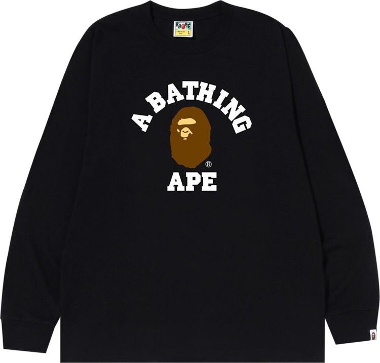 

Лонгслив BAPE College Long-Sleeve Tee 'Black', черный