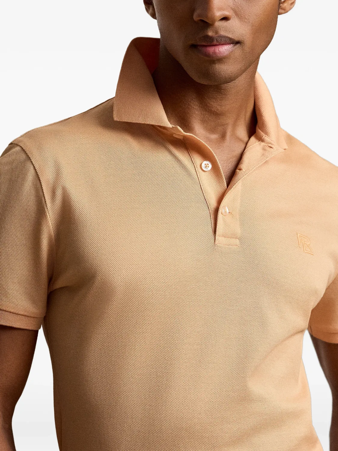 Рубашка поло с вышитым логотипом Polo Ralph Lauren, нейтральные цвета — фото 2