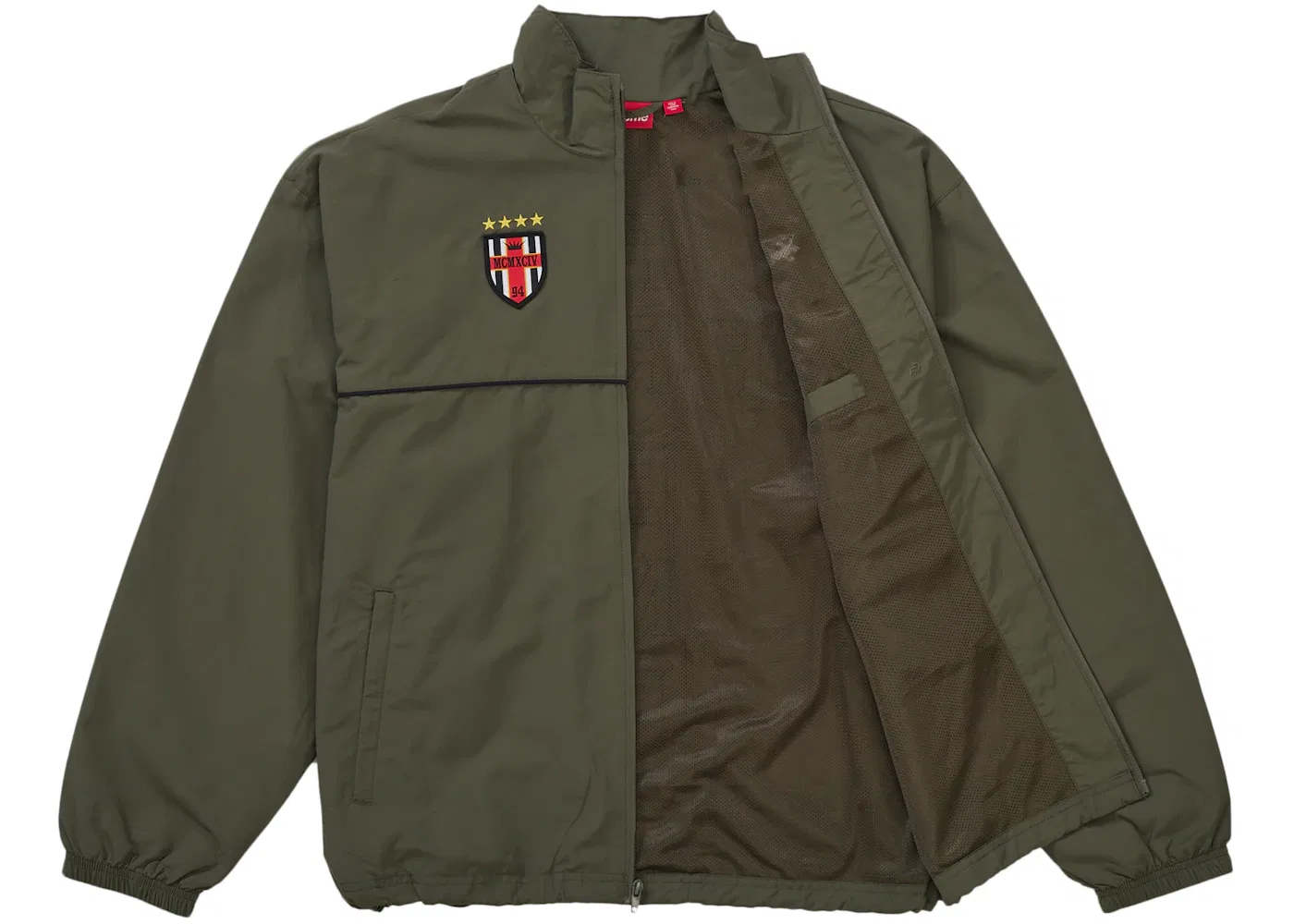 Мужская куртка на молнии с крестовым принтом Supreme Cross Track Jacket, оливковый — фото 2