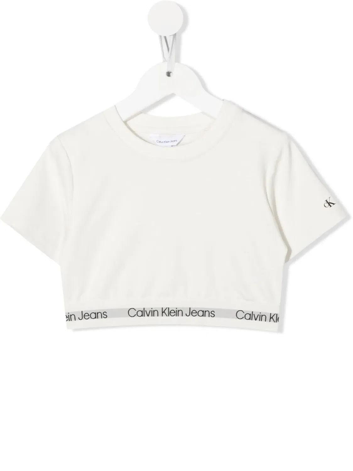 Укороченная футболка с логотипом Calvin Klein, белый