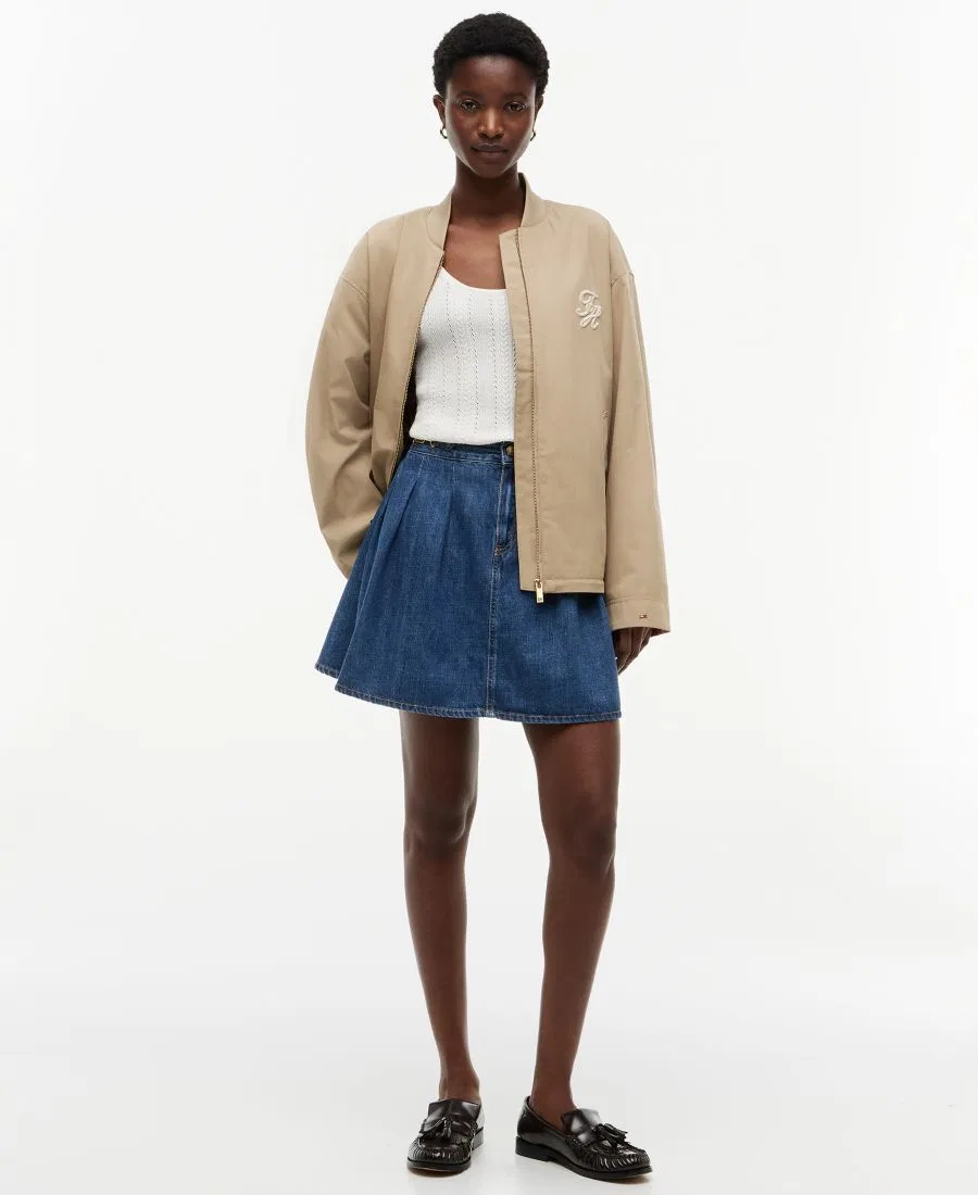 Женская куртка-бомбер хлопковая Tommy Hilfiger, Camel — фото 2