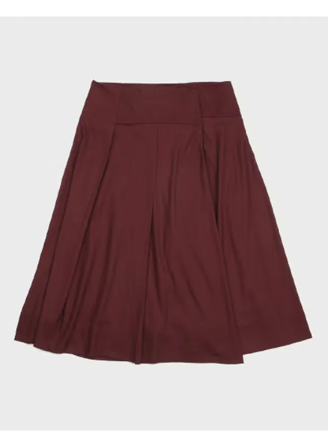 Юбка-трапеция миди со складками Zara, темно-красный