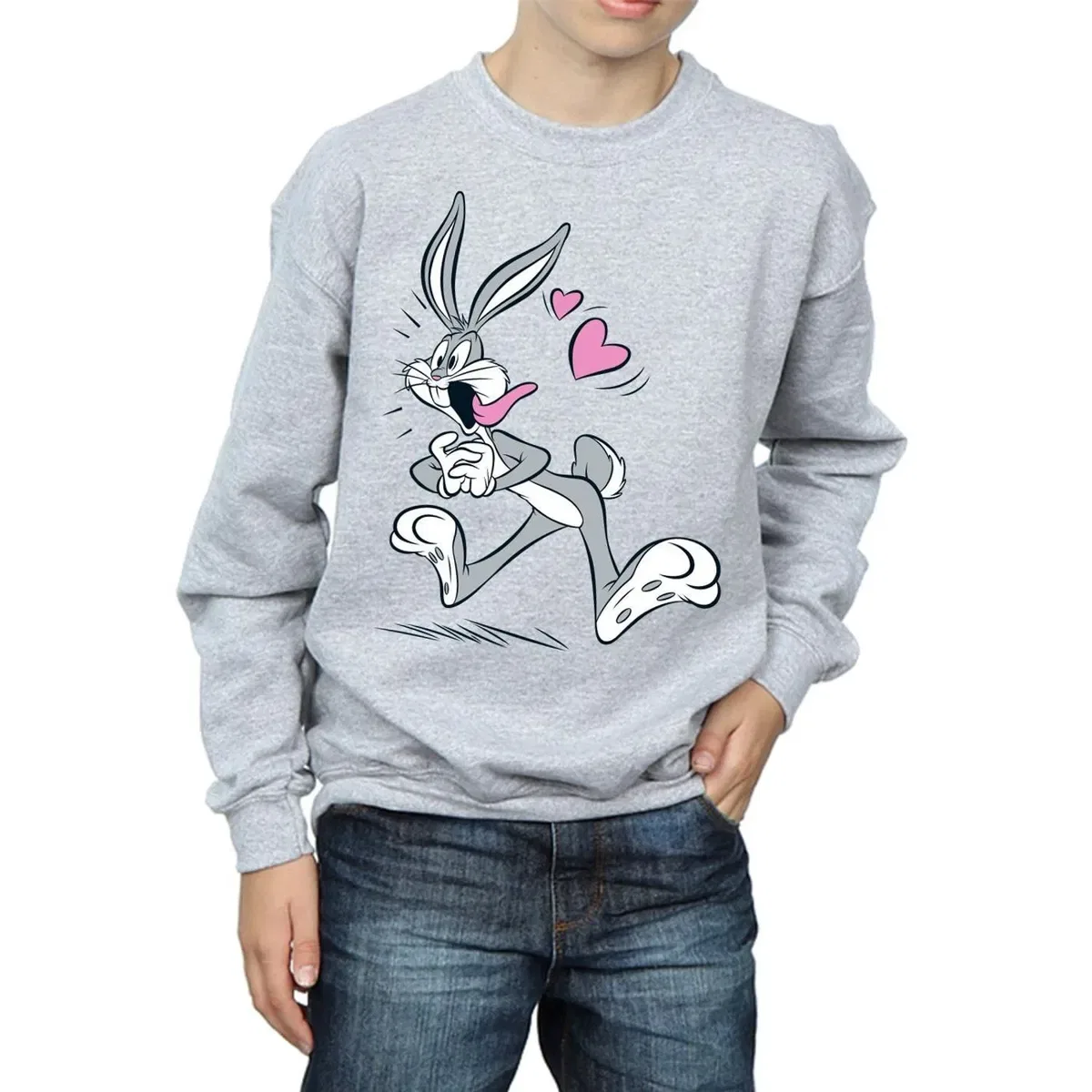 Свитшот с принтом Bugs Bunny in Love Looney Tunes, Grey — фото 3
