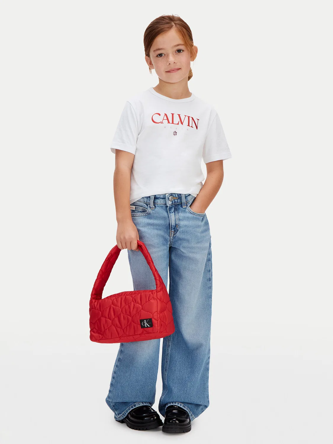 Джинсы с широкими штанинами для девочки Calvin Klein Jeans, синий — фото 2