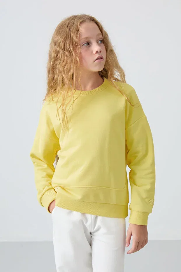 Детский комплект свитшотов для девочек Oversize 3-pack yellow-ecru-water green Tommy Life, Yellow-Ecru-Aqua Green — фото 2