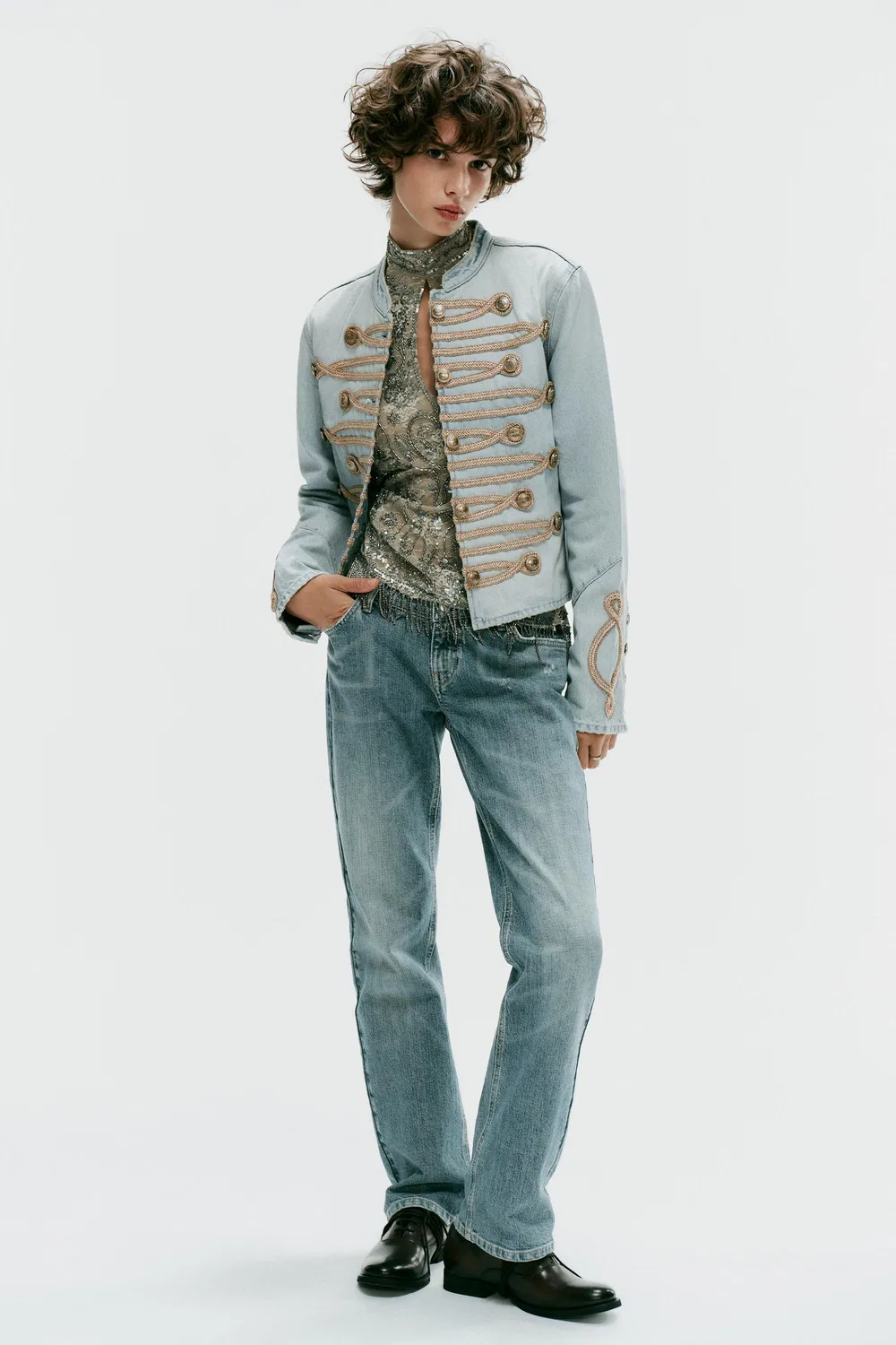 Джинсовая куртка TRF на пуговицах ZARA, Light blue