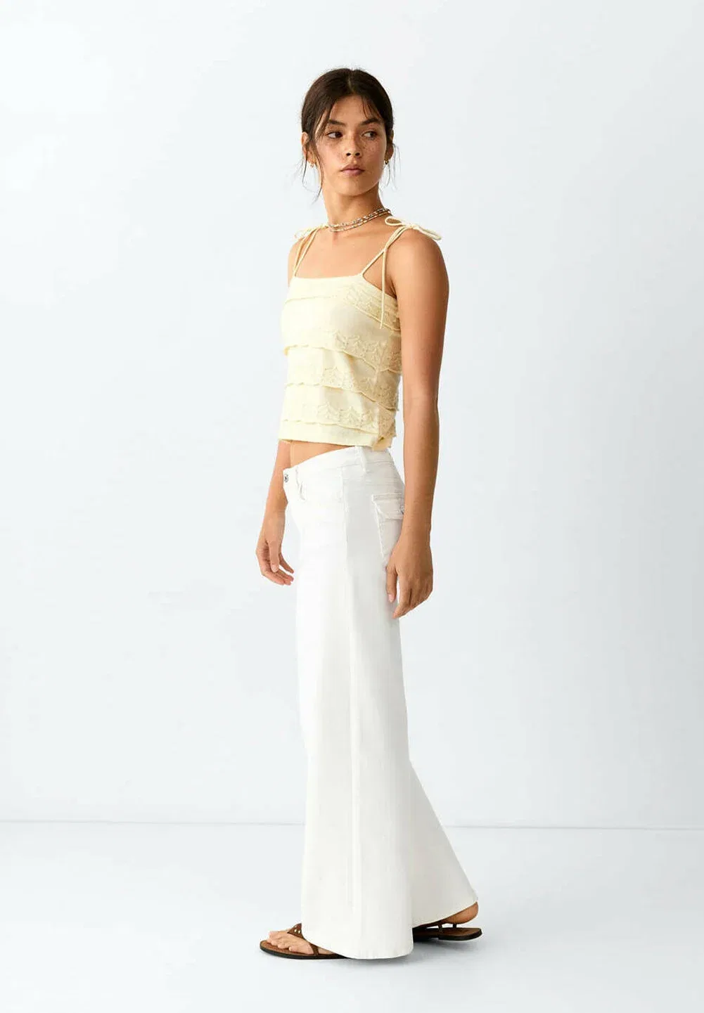 Подростковые джинсы свободного кроя Mango Kids, Off White — фото 3