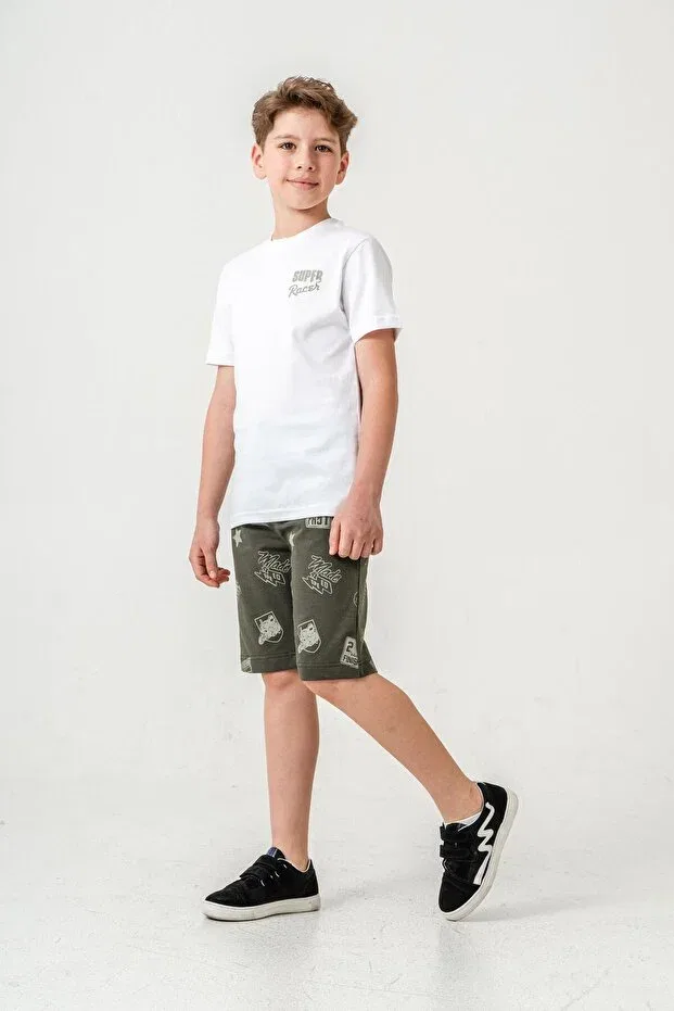 Детский спортивный комплект для мальчиков с принтом Super Racer Mışıl Kids, Khaki — фото 3