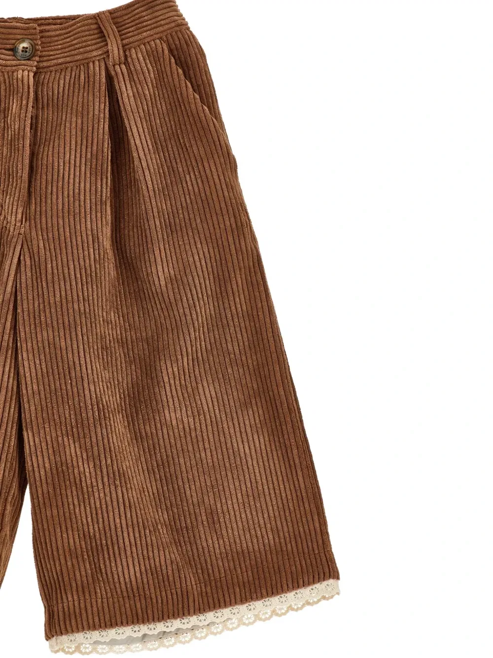 Вельветовые шорты с кружевом Philosophy Di Lorenzo Serafini Kids, коричневый — фото 3