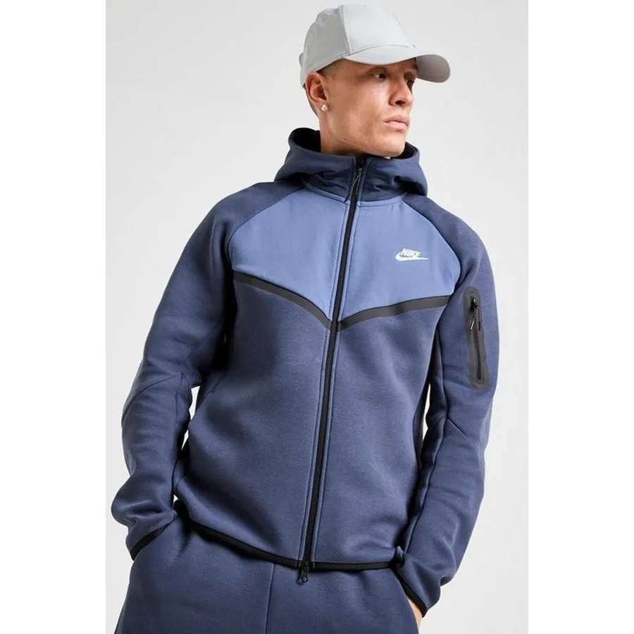 Свитшот мужской с капюшоном и молнией Tech Fleece Mix Full Zip Windrunner Hoodie Nike, Зеленый