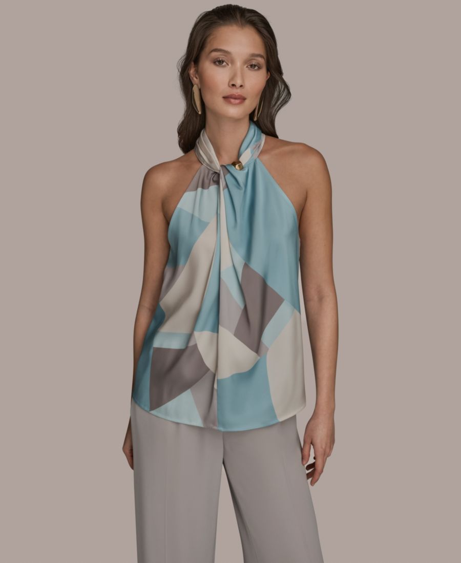 

Женский топ с принтом и завязками на шее Donna Karan New York, Haze Multi