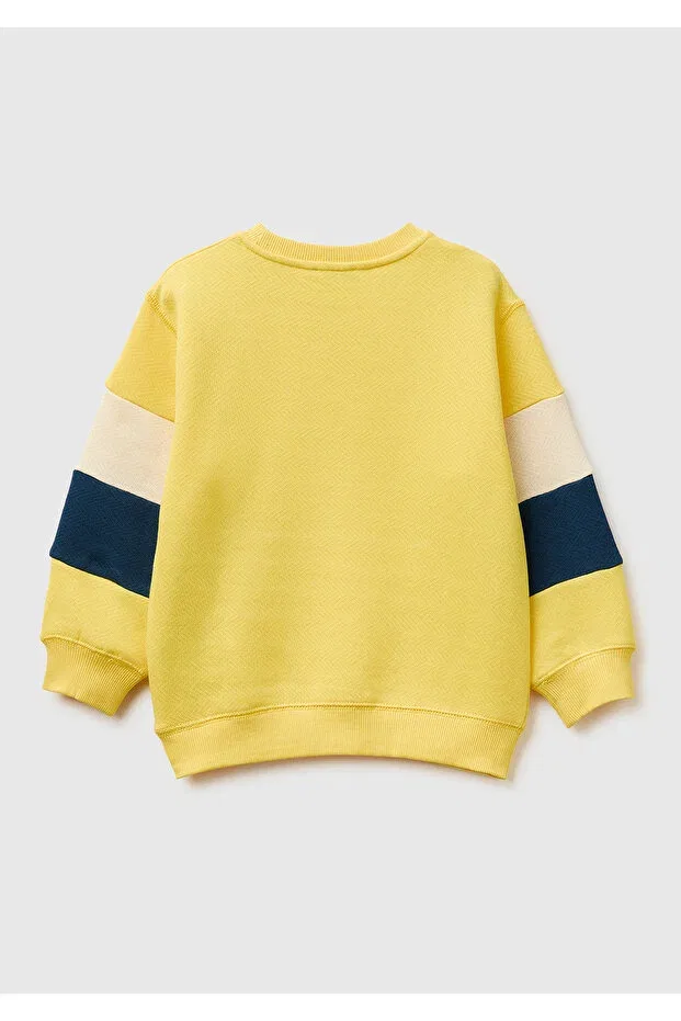 Детские свитшот для мальчиков с цветоблоком United Colors Of Benetton, Yellow — фото 2