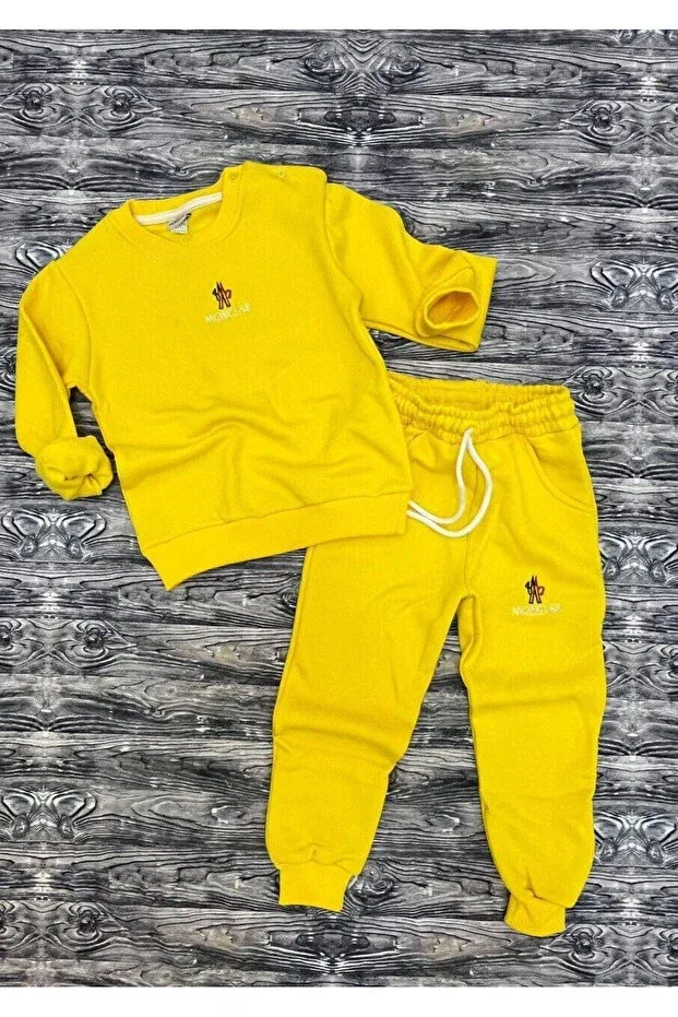 Детский спортивный костюм с принтом Unisex Tracksuit Set Burçak Butik, Yellow — фото 2
