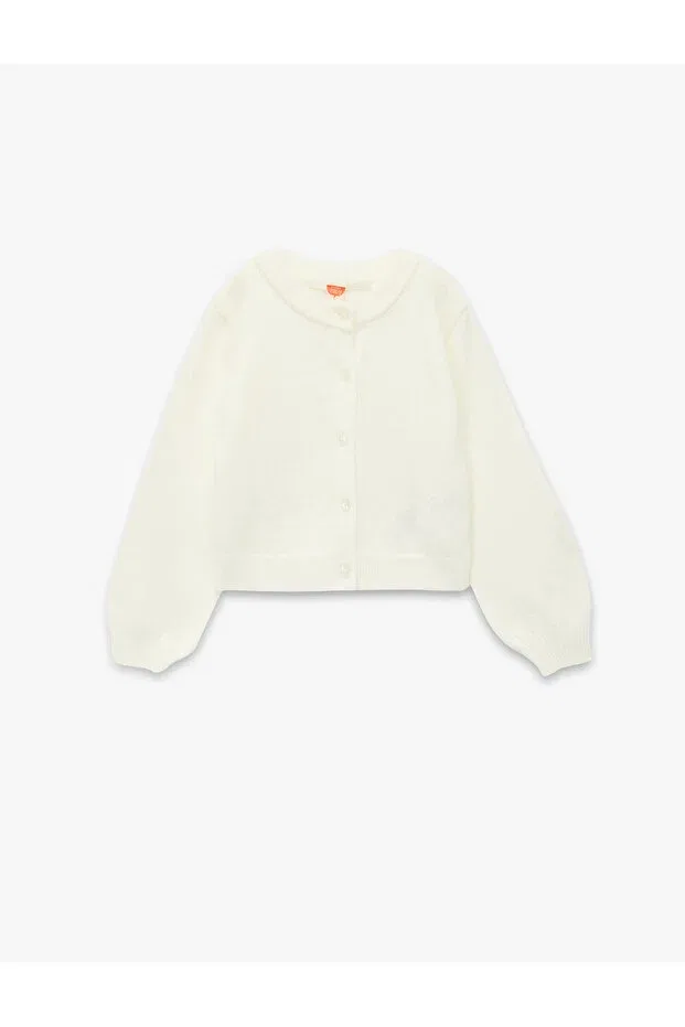 Детский кардиган с длинным рукавом Long Sleeve Button Detailed Crew Neck Basic Knit Cardigan Koton, Ecru