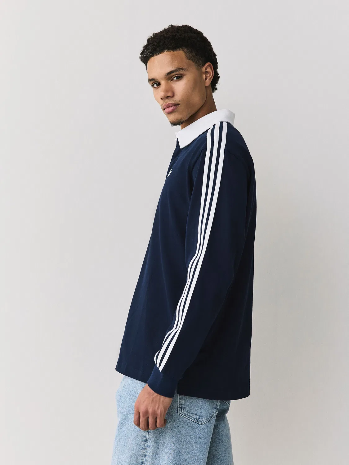 Футболка поло длинный рукав, Rugby, adidas Originals, синий — фото 3