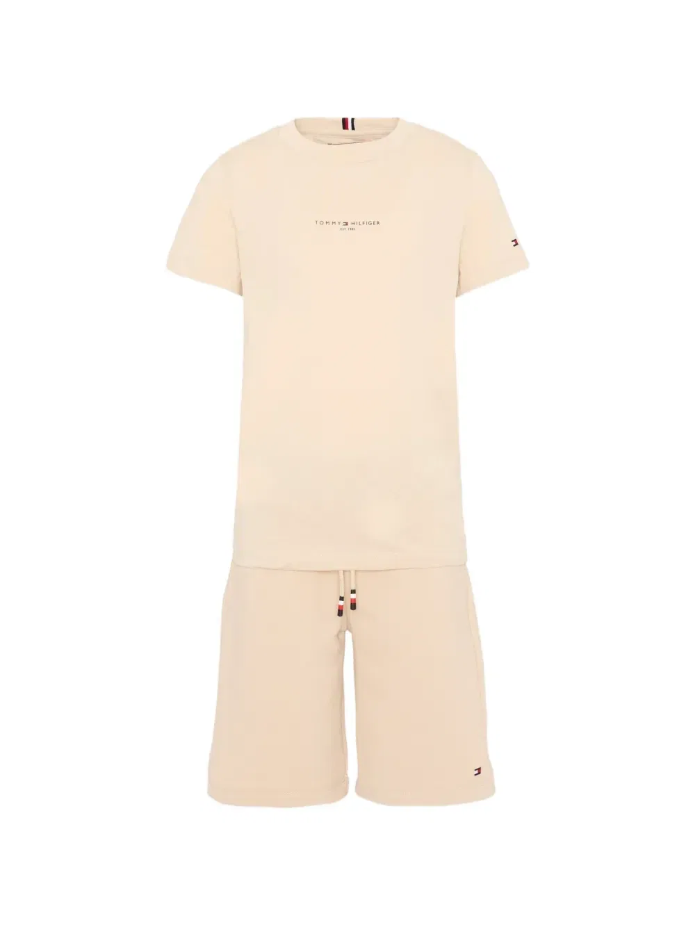 Спортивный костюм из шорт и футболки Tommy Hilfiger Junior, бежевый
