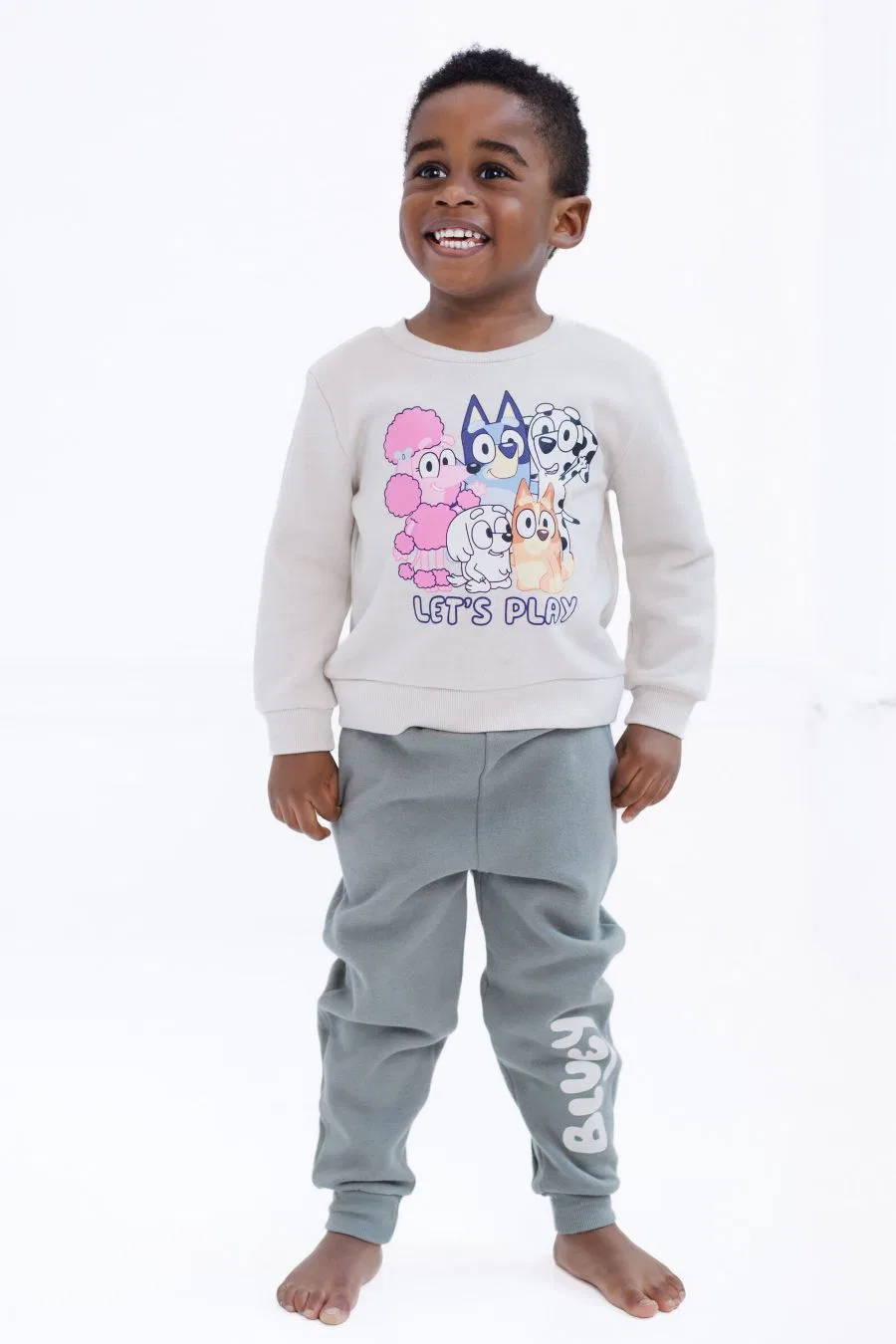 Комплект из футера с принтом Bluey, Hudson Baby, Off White Warm Grey — фото 4
