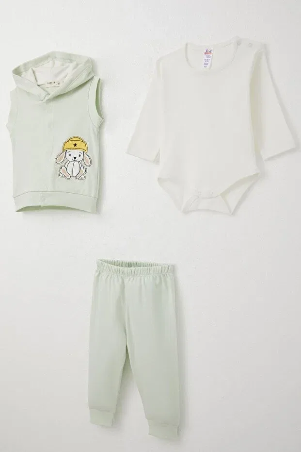 Детский комплект боди для мальчиков с принтом Sportswear Breeze, Water Green — фото 2