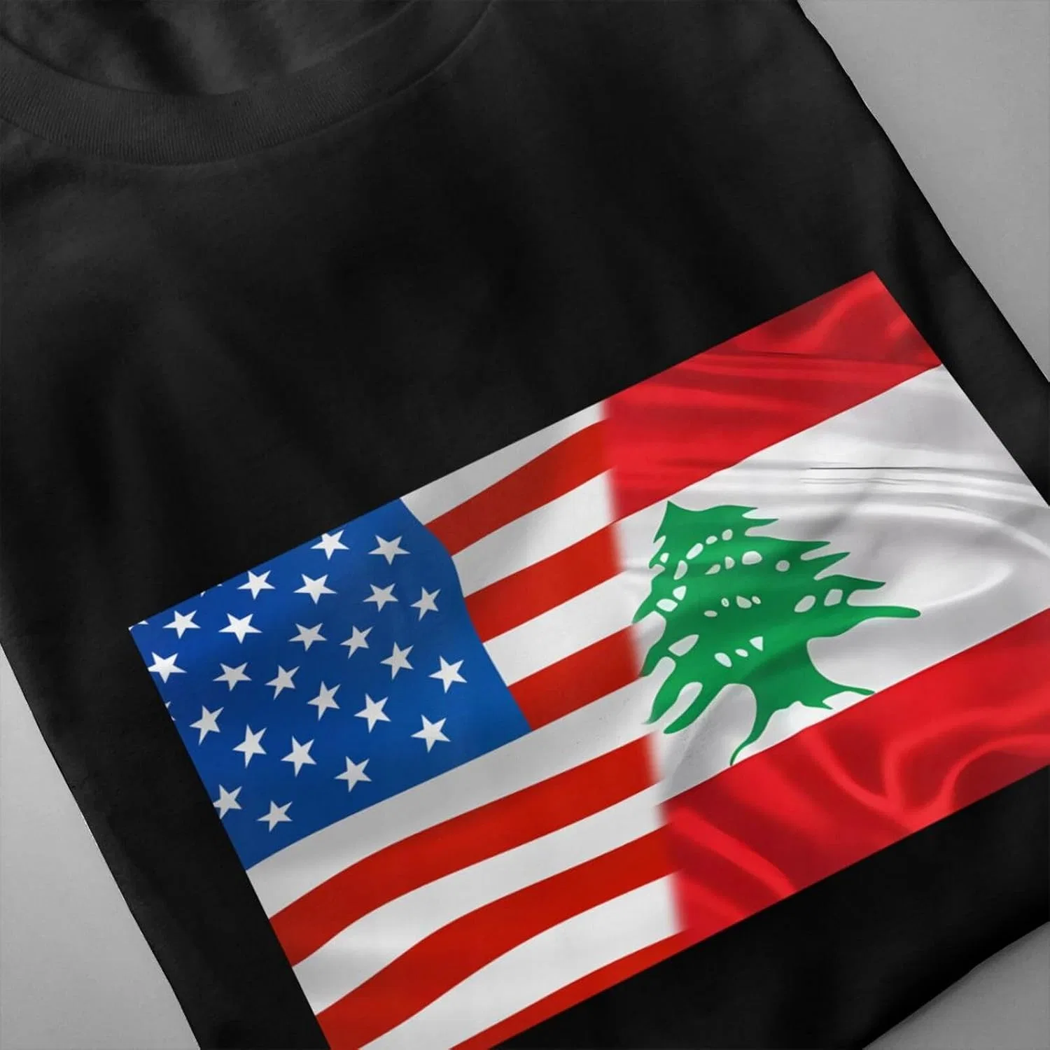 Мужская футболка с флагами Америки и Ливана Regular Fit, Black — фото 4