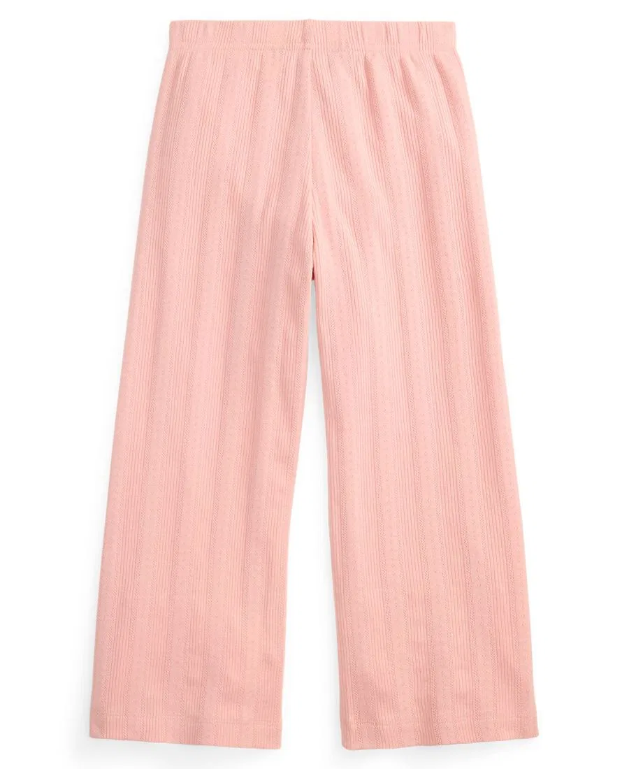Детские штаны для девочек с широкой штаниной Pointelle-Knit Polo Ralph Lauren, Adiron Rose — фото 2