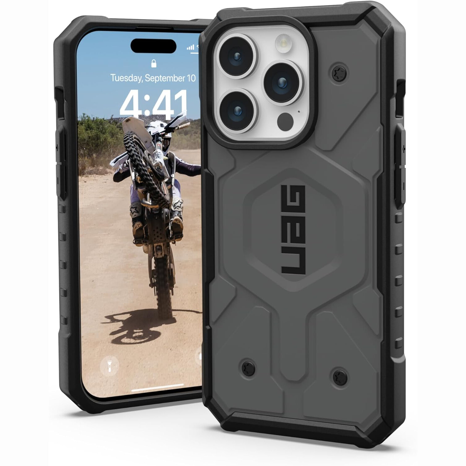 

Чехол UAG Pathfinder для iPhone 15 Pro, Silver, Серый, Чехол UAG Pathfinder для iPhone 15 Pro, Silver