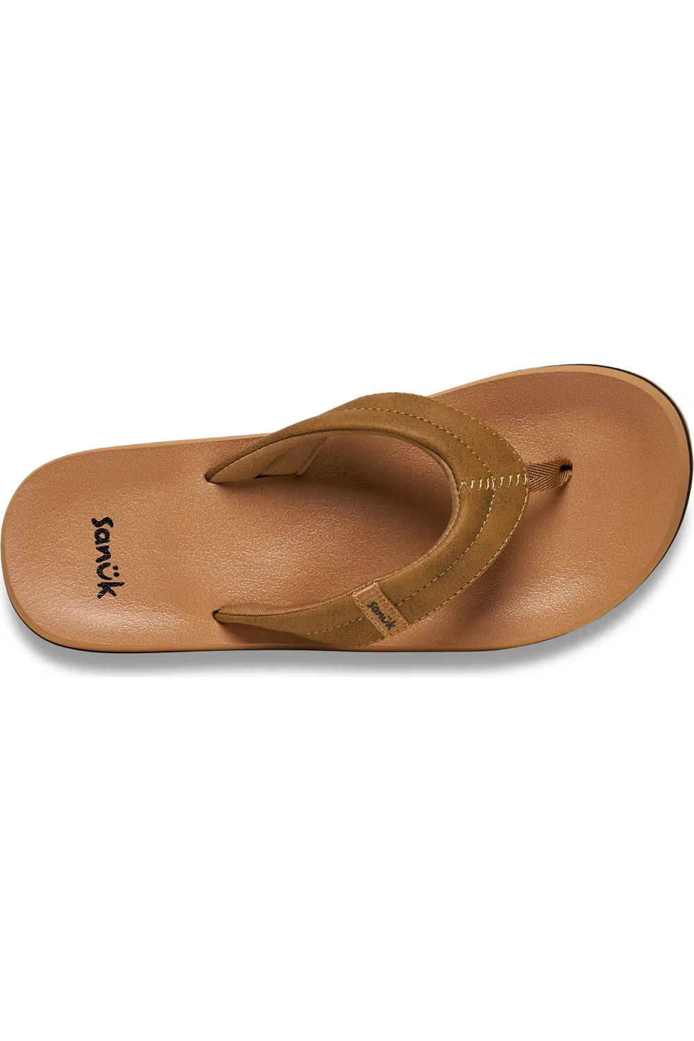 Детские сандалии вьетнамки на контурной стельке Wavy Sanuk, Tan — фото 3