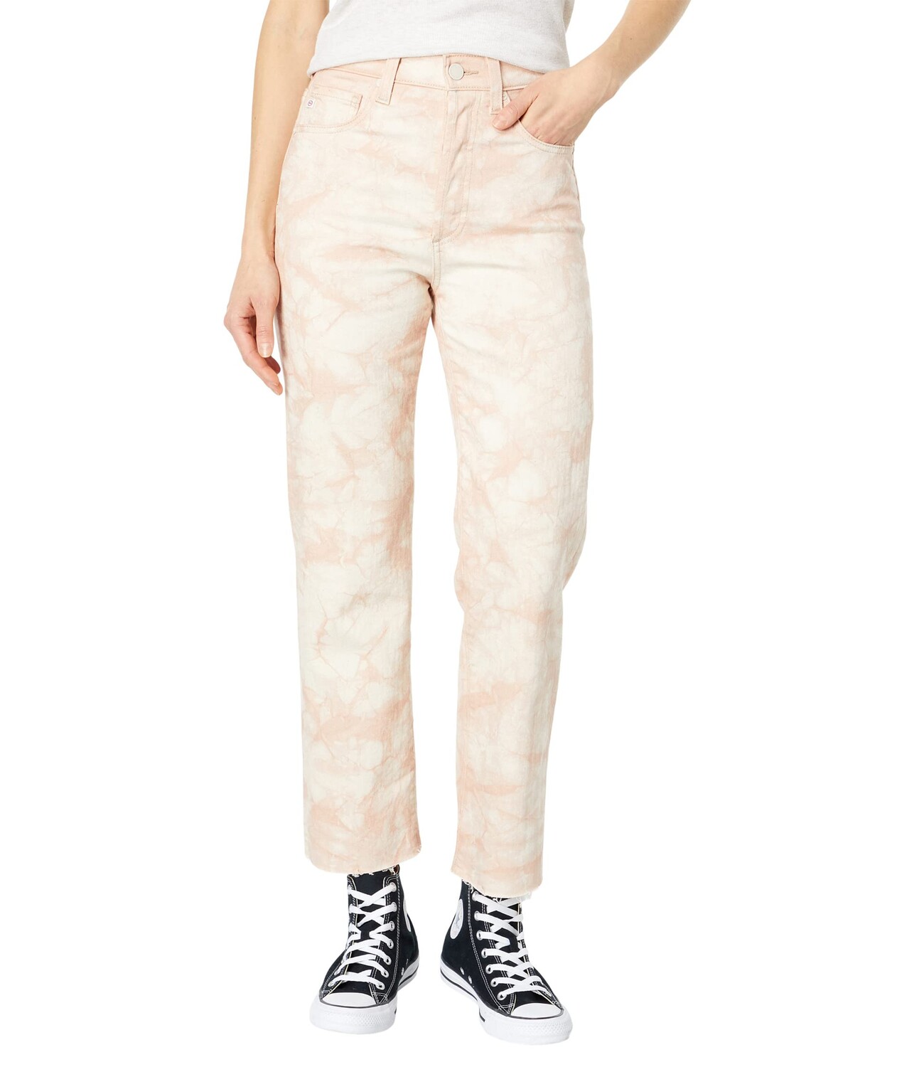 

Брюки с высокой посадкой AG Adriano Goldschmied, Alexxis Vintage High-Rise Straight Crop in Tie-Dye Mauve Orchid, Белый, Брюки с высокой посадкой AG Adriano Goldschmied, Alexxis Vintage High-Rise Straight Crop in Tie-Dye Mauve Orchid