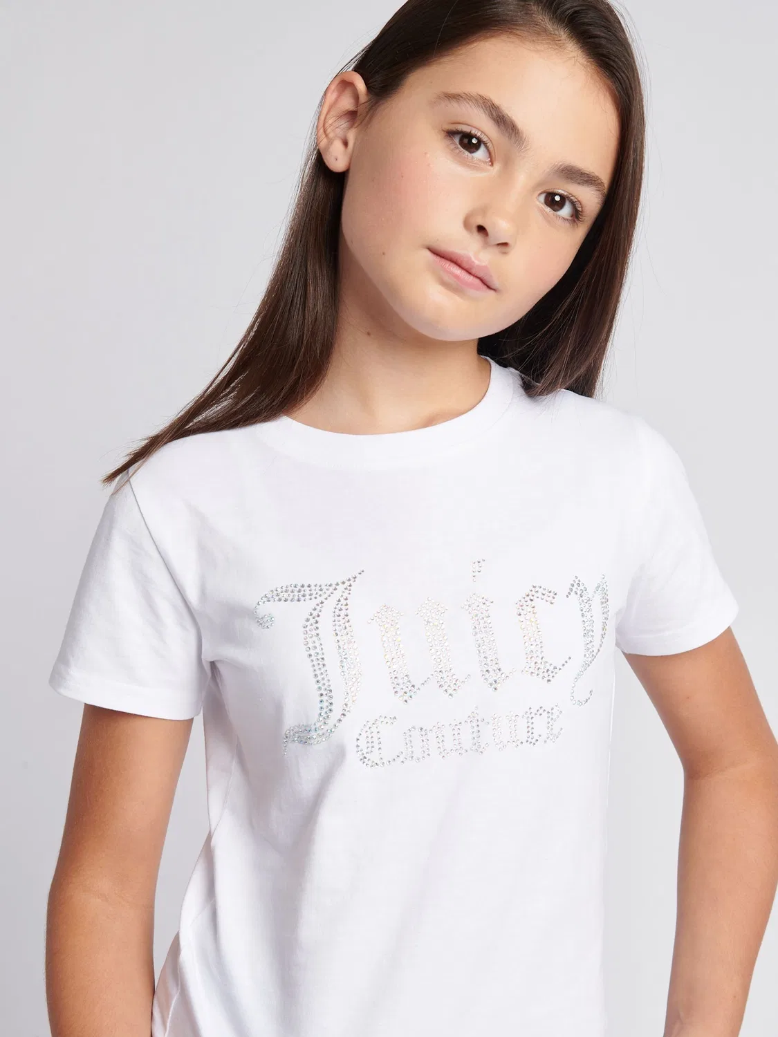 Футболка приталенная с диамантовым логотипом Juicy Couture, белый
