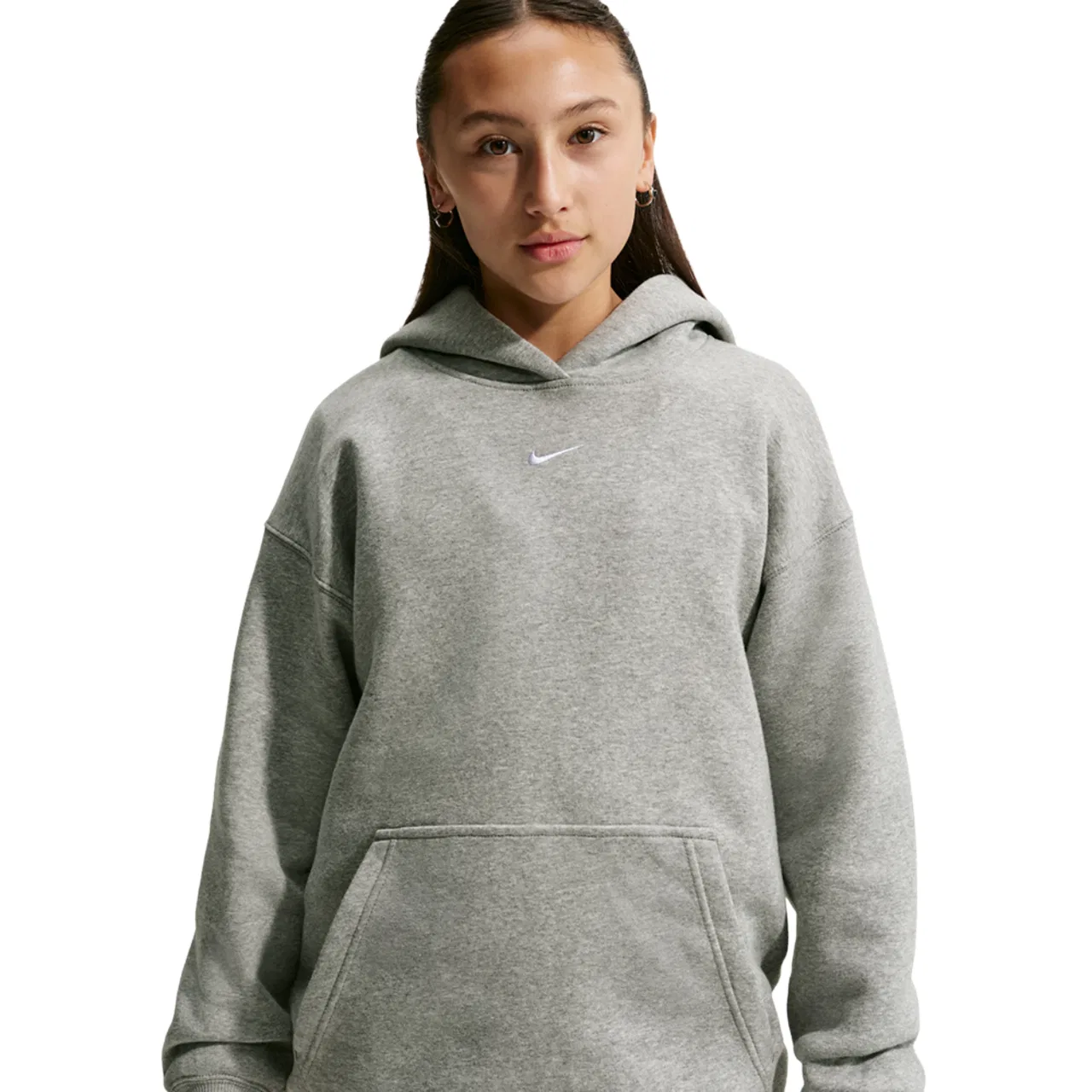 Детский свитшот оверсайз с принтом NSW Studio Fleece OS PO Hoodie Nike, White Dark Grey Heather