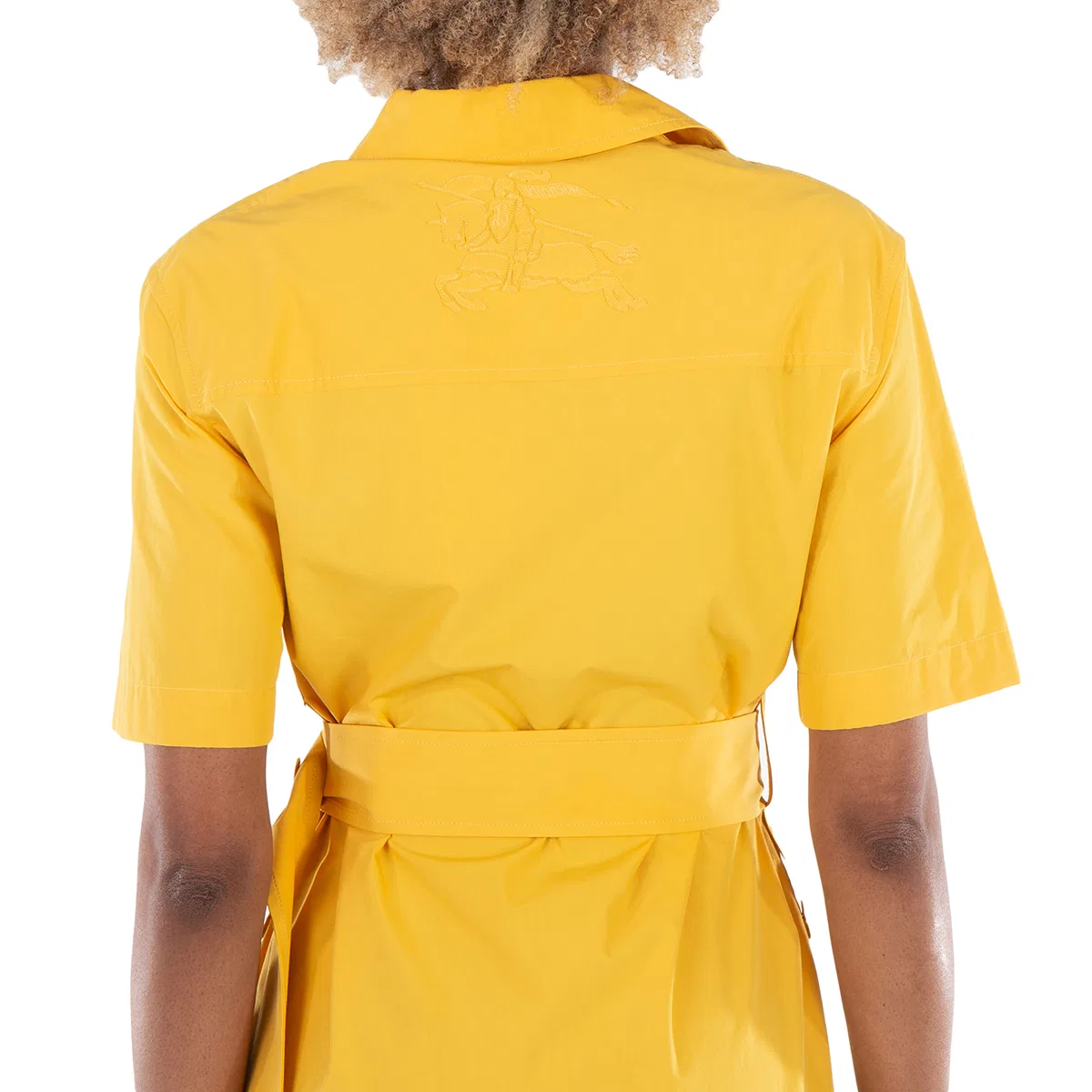 Платье-рубашка с коротким рукавом из хлопкового микса Burberry, Sunflower — фото 2