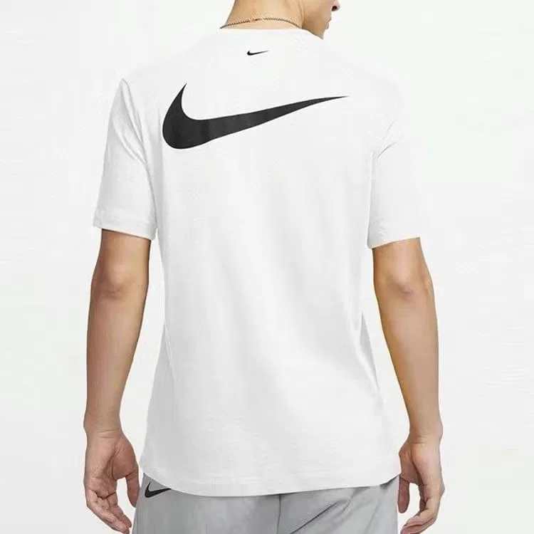 Футболка спортивная с принтом Swoosh Chest Nike, белая — фото 2
