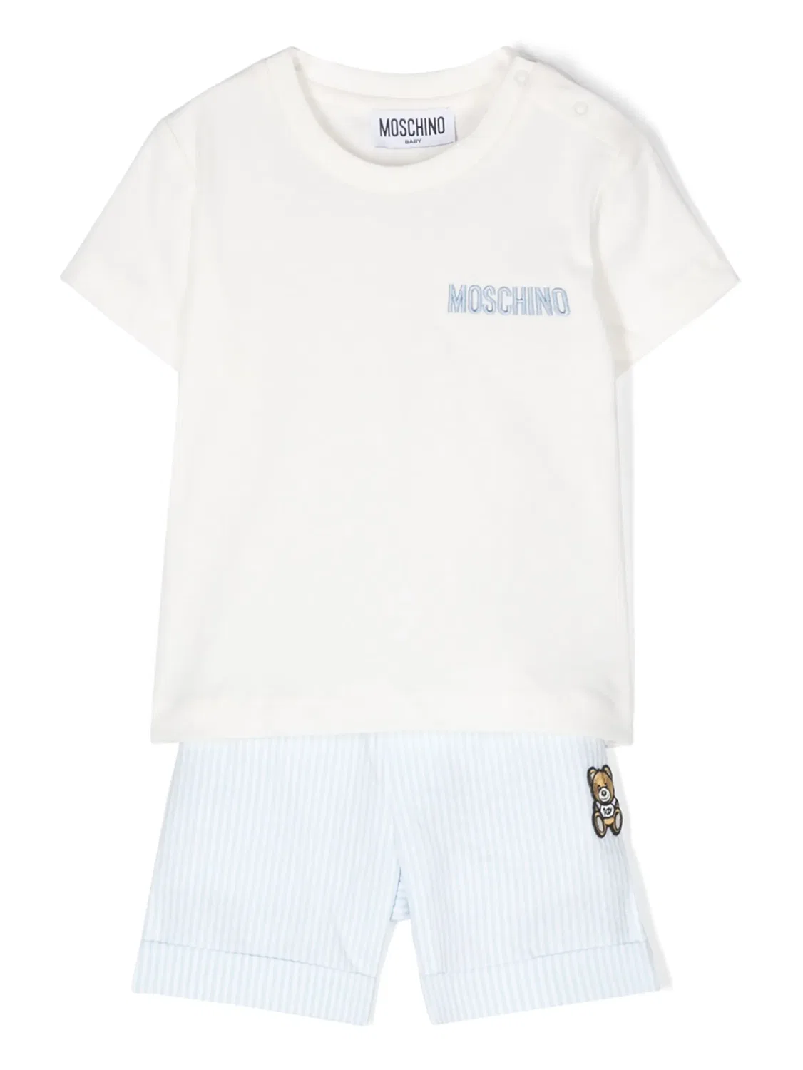 Комплект шорт с полосками и патчем в виде мишки Moschino, белый
