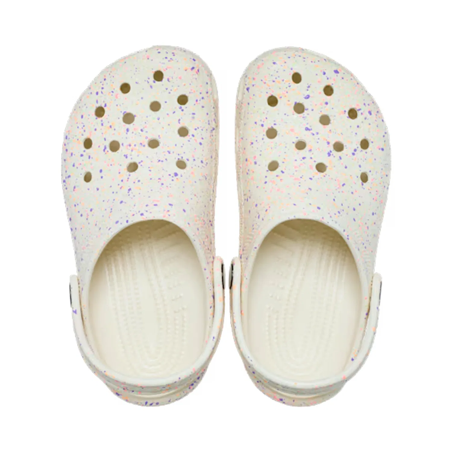 Шлепанцы светящиеся в темноте с цветными брызгами Classic Paint Splatter Crocs, Beige Mehrfarbig — фото 2