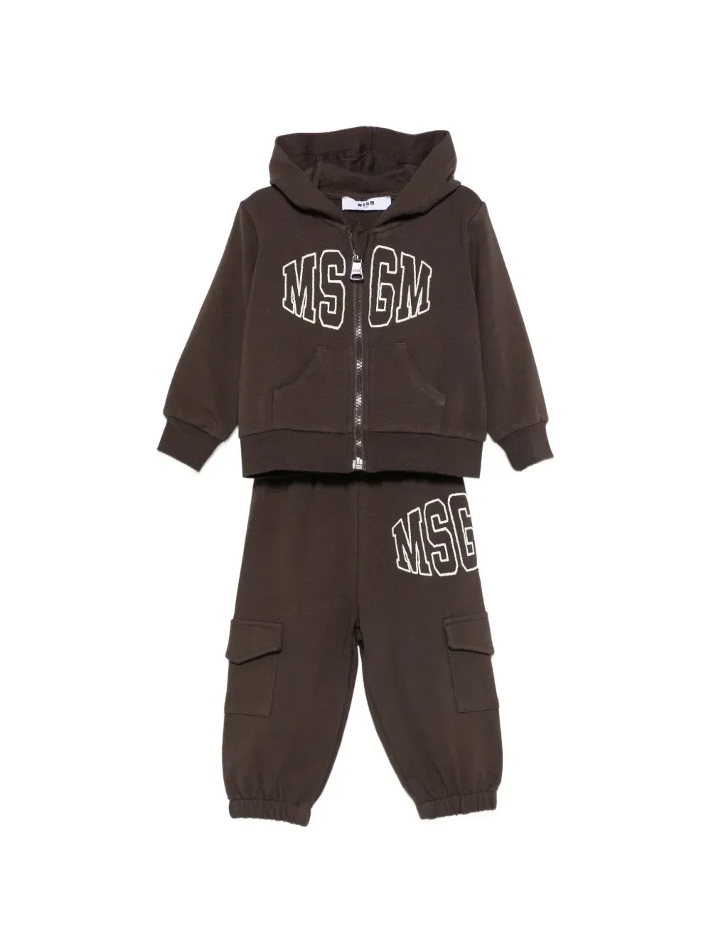 Комплект из толстовки и брюк с логотипом MSGM Kids, коричневый