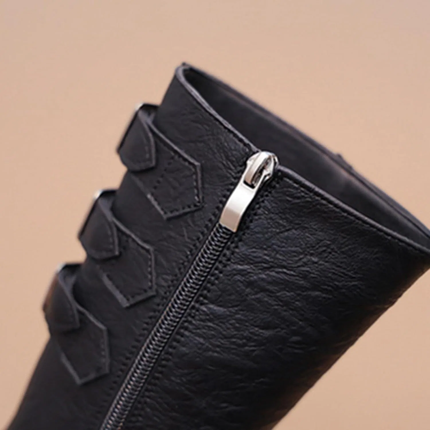 Детские ботинки для девочек с боковой молнией Combat Boots, Khaki — фото 2