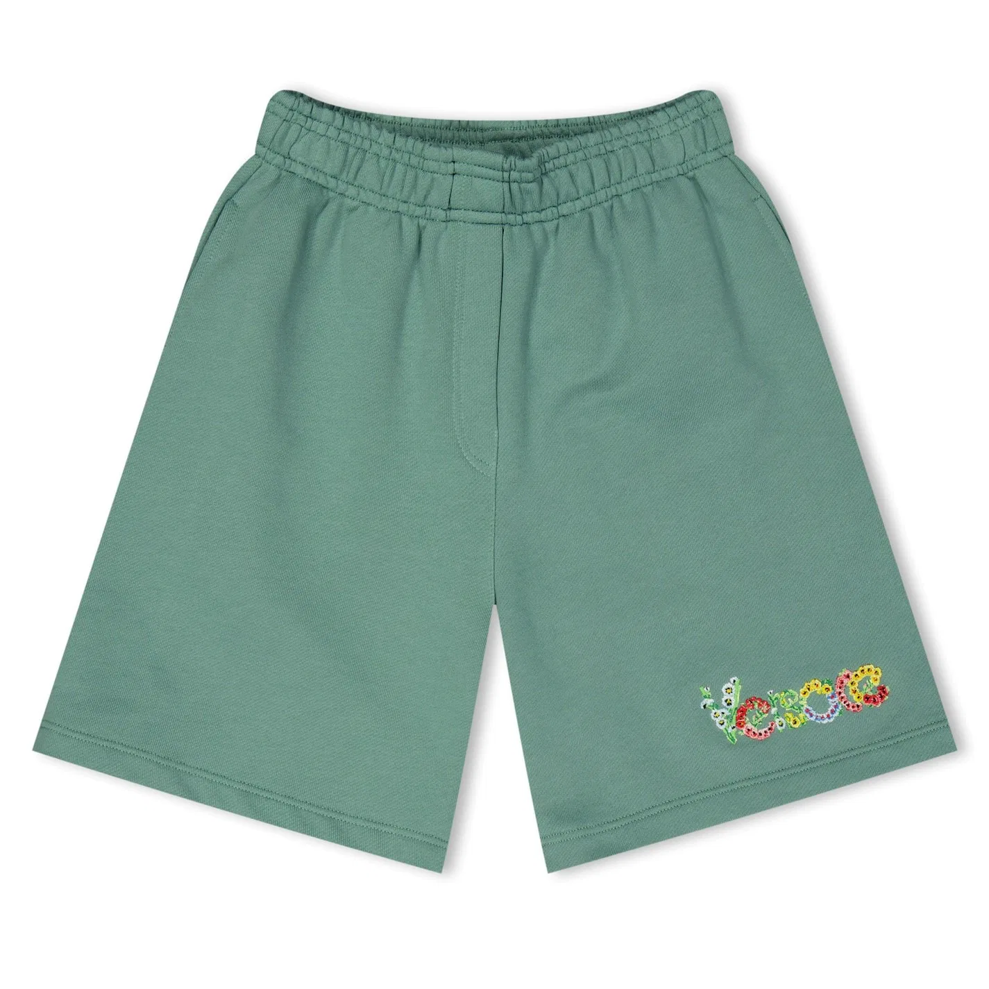 Шорты хлопковые с цветочным логотипом Kids Floral Logo Cotton Shorts Young Versace, Salvia Multicolor