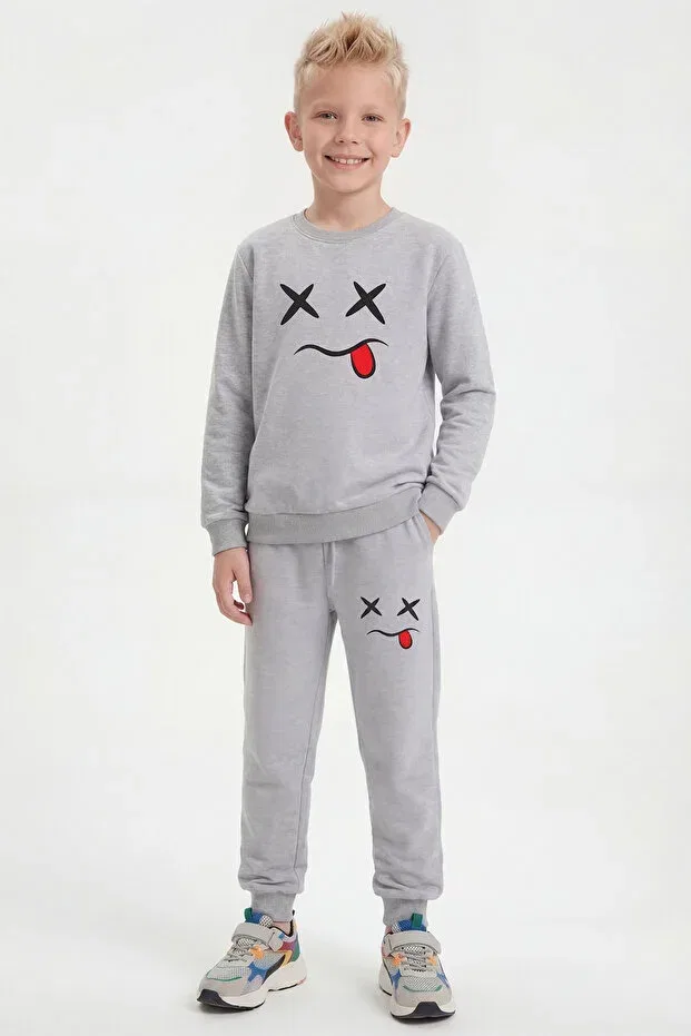 Детский спортивный костюм для мальчиков с принтом Fyk Kids, Gray — фото 2