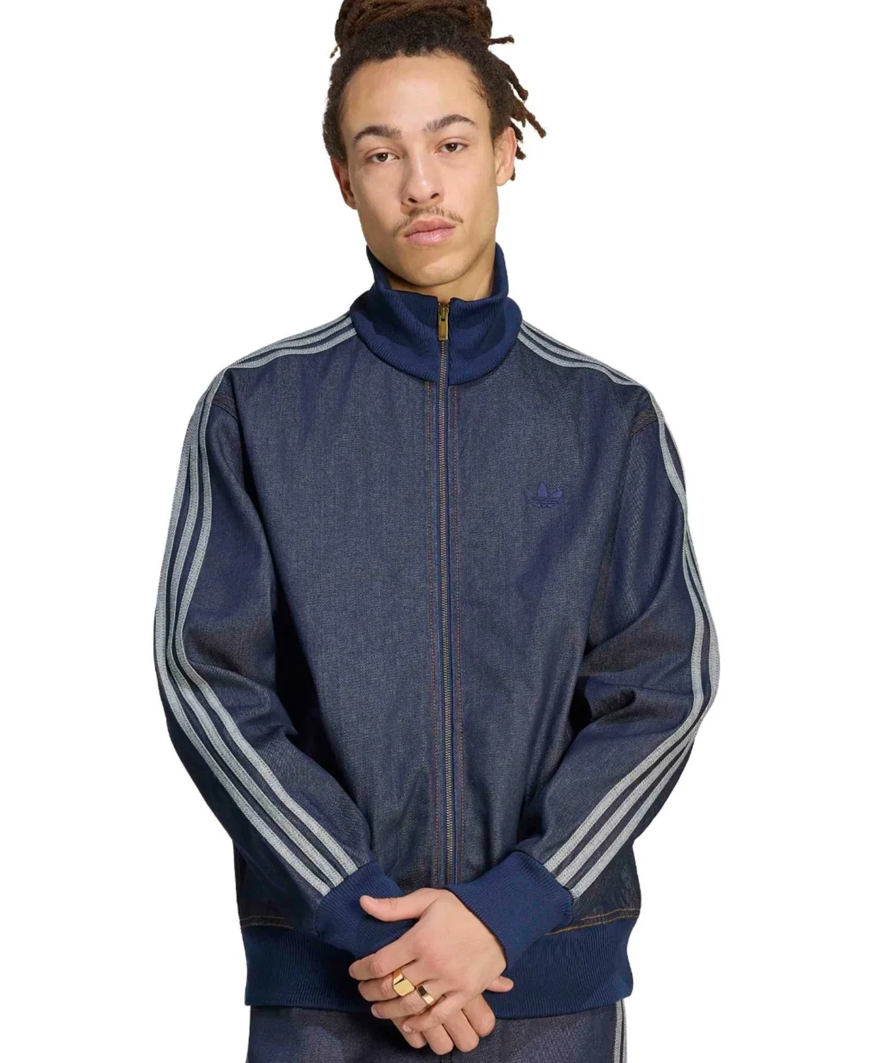 Мужская джинсовая куртка с принтом Firebird Adicolor Raw Denim Adidas, Dark Indigo Blue — фото 2